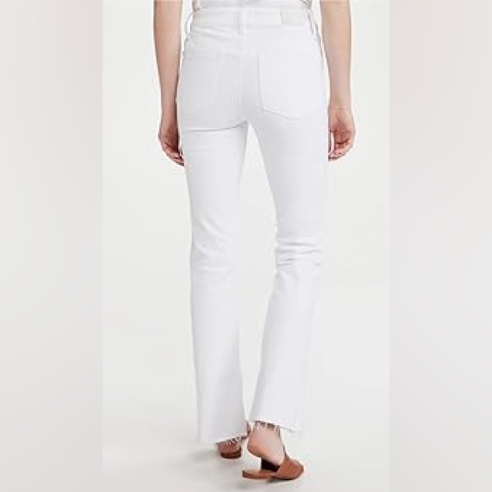 PAIGE Denim High Rise Laurel Canyon White Ankle Jeans with Frayed Raw Hem Sz 27 - Picture 3 of 11